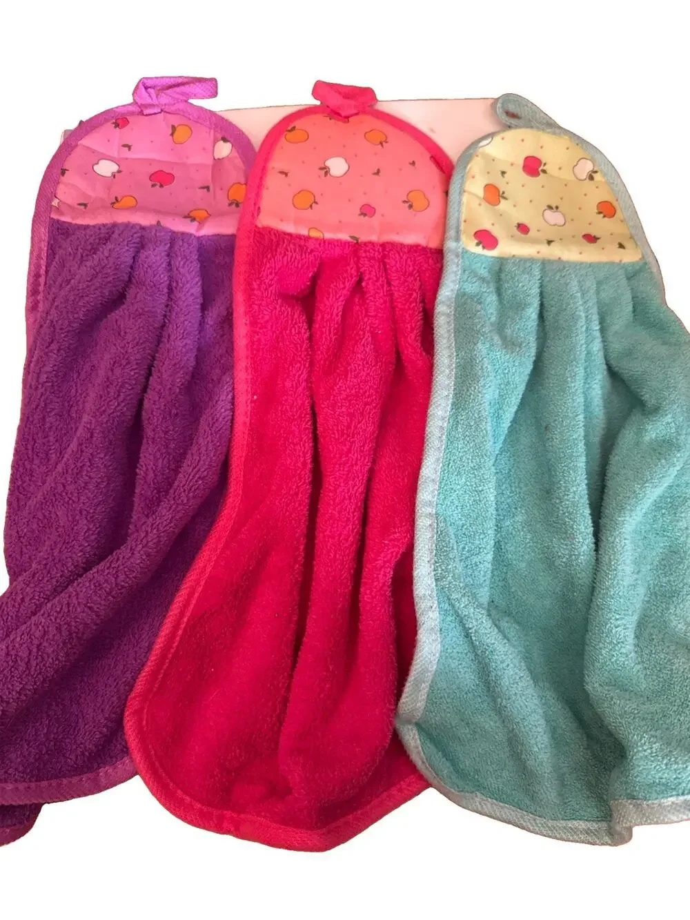 NWT Set Of Three Coral Fleece Reversible Hand Towels With Hanger